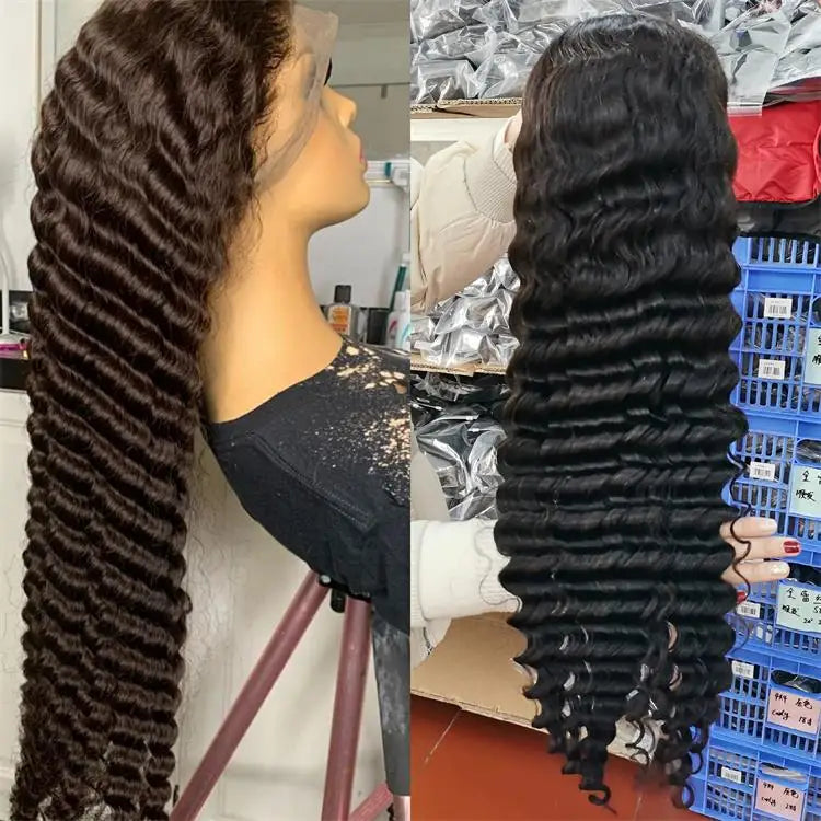 High Density Brazilian human hair Natural deep wave Wig 13x4 Hd Lace Front