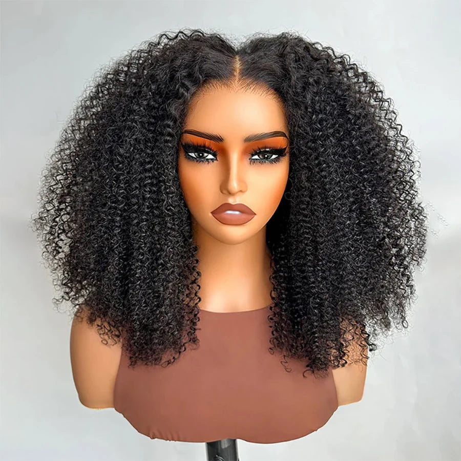 10A Glueless Wigs Human Hair Wigs Ready To Wear Bleached Knots 5x5 Pre Cut HD Transparent Glueless Lace Wigs Kinky Curly Wig100%