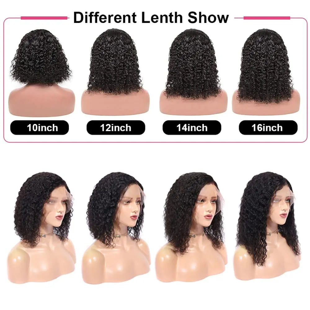 Glueless Deep Curly Bob Wigs Human Hair Short Curly Glueless 4x4 13x4 Transparent Lace Bob Wigs For Women