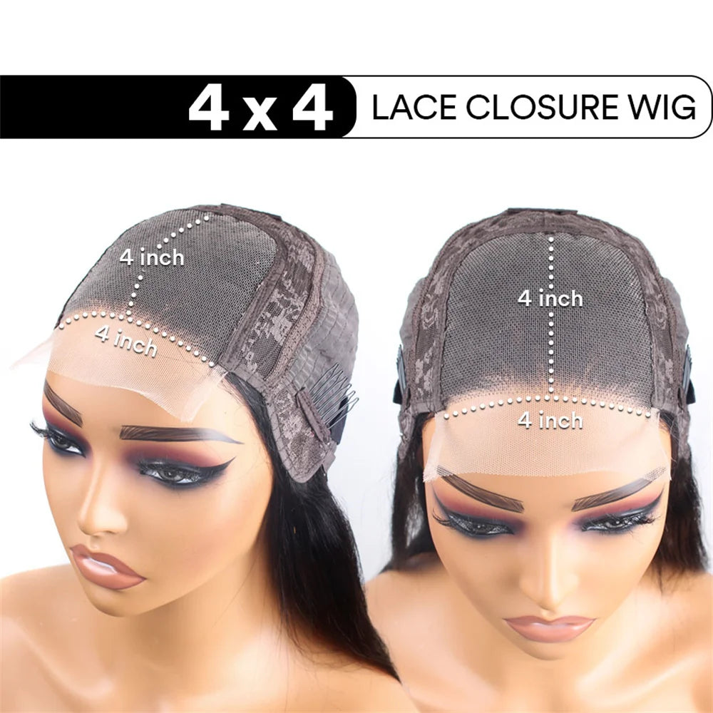 Bob Glueless Wig Human Hair Easy To Wear 4x4 Hd Lace Frontal Wig
