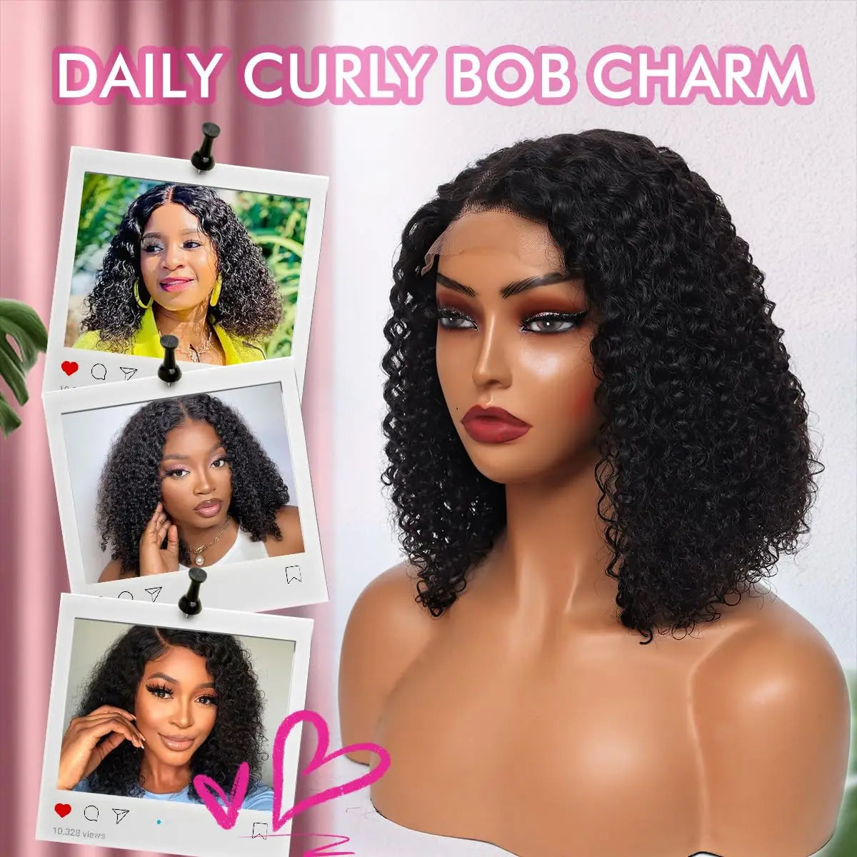 Glueless Deep Curly Bob Wigs Human Hair Short Curly Glueless 4x4 13x4 Transparent Lace Bob Wigs For Women