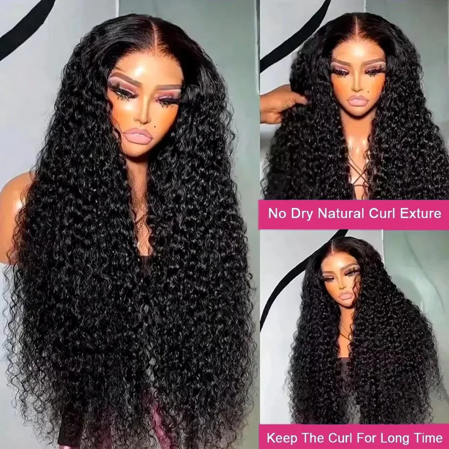 10A Glueless Wigs Human Hair Wigs Ready To Wear Bleached Knots 5x5 Pre Cut HD Transparent Glueless Lace Wigs Kinky Curly Wig100%
