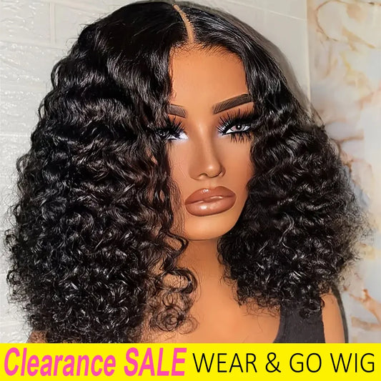 Glueless Deep Curly Bob Wigs Human Hair Short Curly Glueless 4x4 13x4 Transparent Lace Bob Wigs For Women