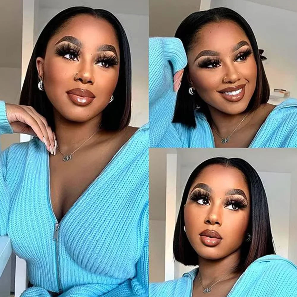 Bob Glueless Wig Human Hair Easy To Wear 4x4 Hd Lace Frontal Wig
