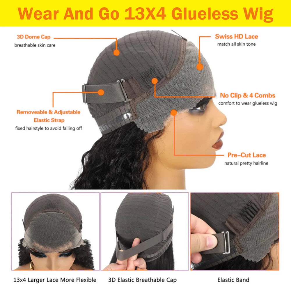 Glueless Deep Curly Bob Wigs Human Hair Short Curly Glueless 4x4 13x4 Transparent Lace Bob Wigs For Women