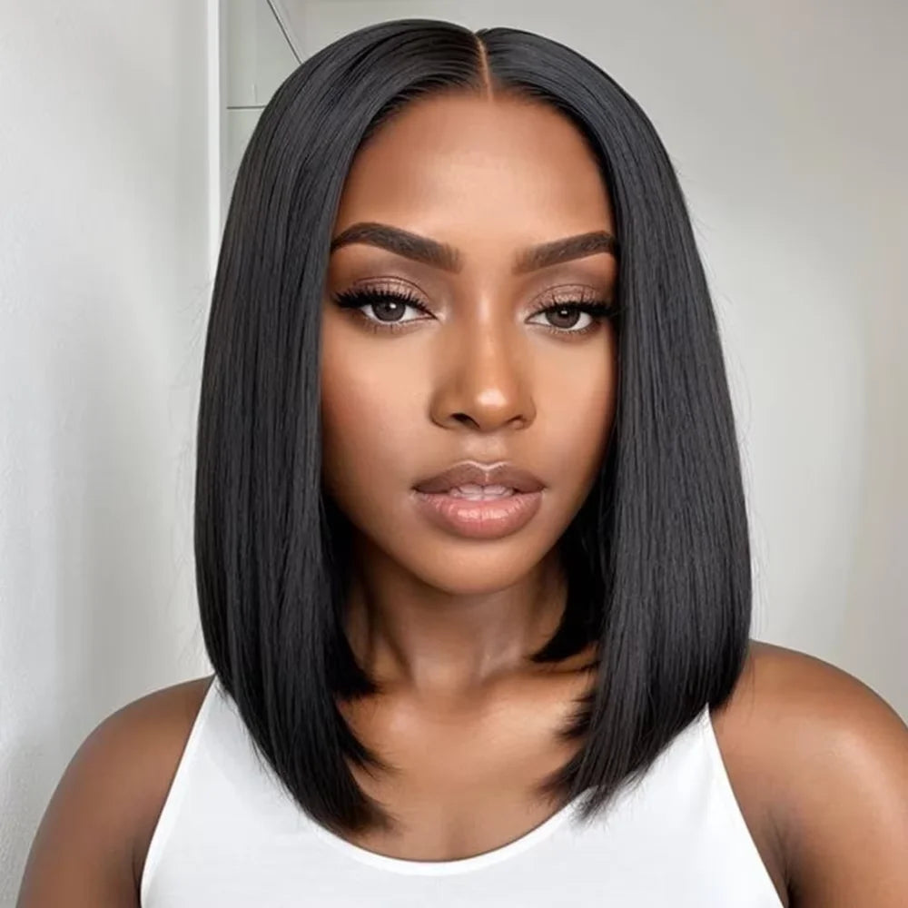 Bob Glueless Wig Human Hair Easy To Wear 4x4 Hd Lace Frontal Wig