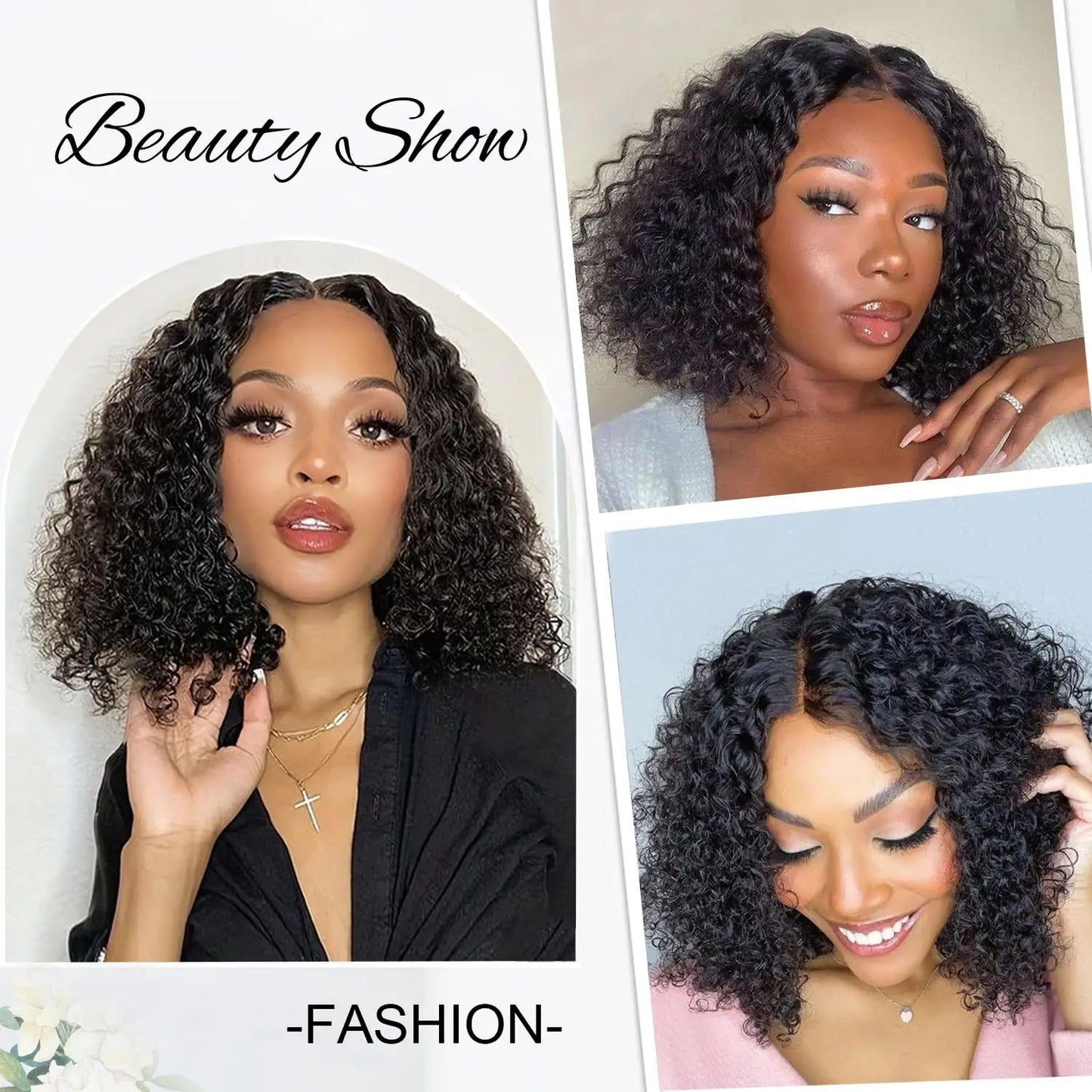 Glueless Deep Curly Bob Wigs Human Hair Short Curly Glueless 4x4 13x4 Transparent Lace Bob Wigs For Women
