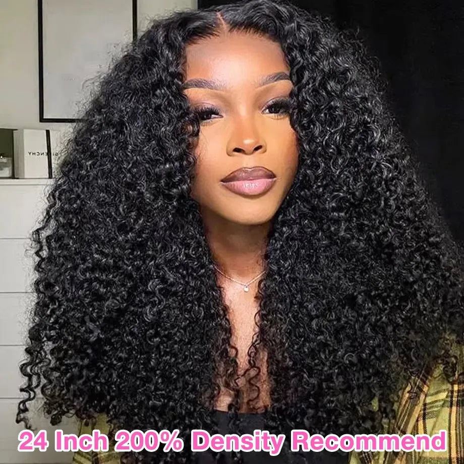 10A Glueless Wigs Human Hair Wigs Ready To Wear Bleached Knots 5x5 Pre Cut HD Transparent Glueless Lace Wigs Kinky Curly Wig100%