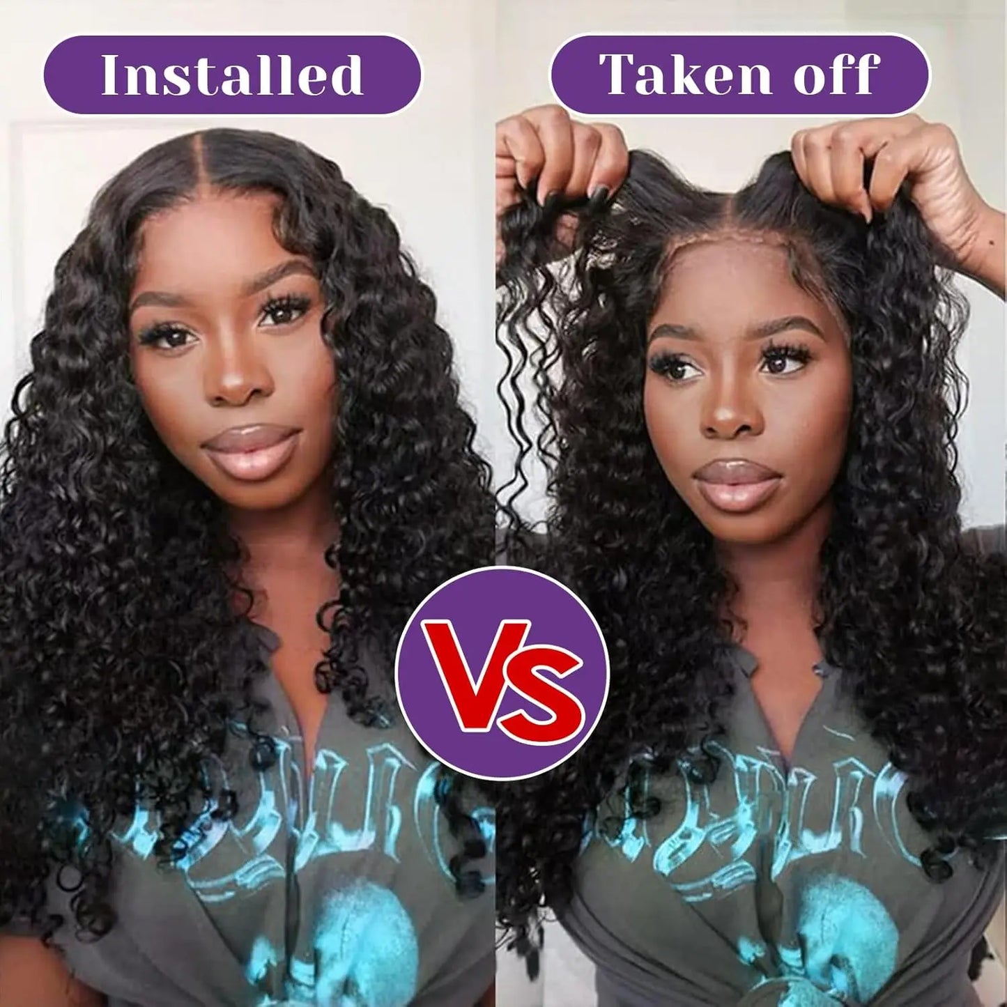 Glueless Deep Curly Bob Wigs Human Hair Short Curly Glueless 4x4 13x4 Transparent Lace Bob Wigs For Women